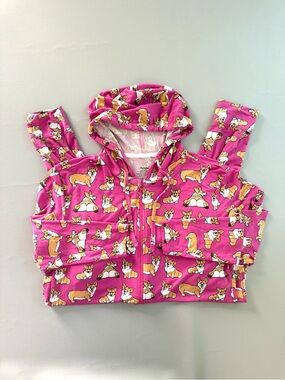 MeUndies Sploot Corgi Pink Onesie Pajamas size Small Medium Corgi Dog Print